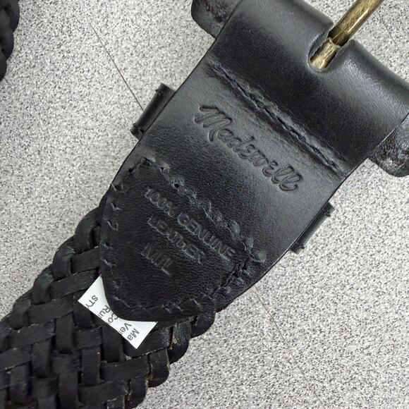 Madewell Woven Leather Belt M/L Womens Black Brass Classic Braided Boho Prep 45\